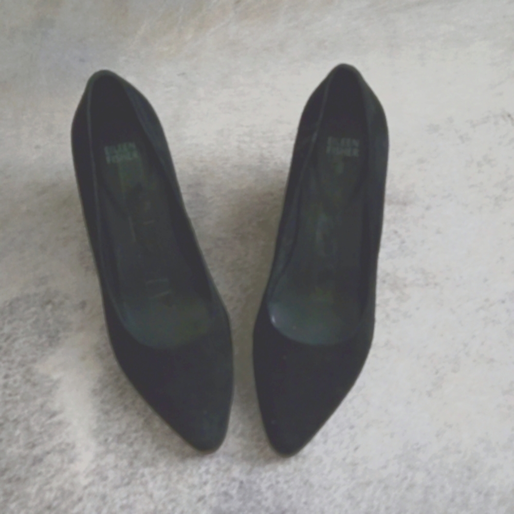 Eileen Fisher Vero Cuoio wedged black suede shoe, size 10